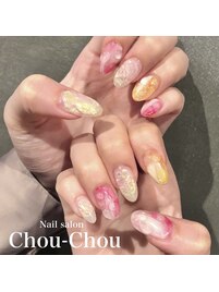 いちご、オレンジミルクネイル