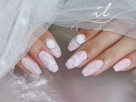 ワンカラー×リボンネイル