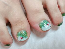 フット　ワンカラー＋親指アート