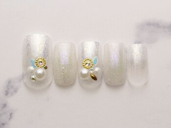 池袋ネイルサロン イイネイル(Ee-Nail)/白グラデキラキラネイル初￥6980