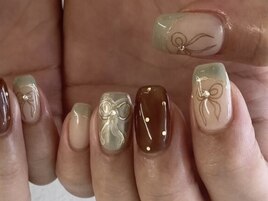 リボン　ボルドー