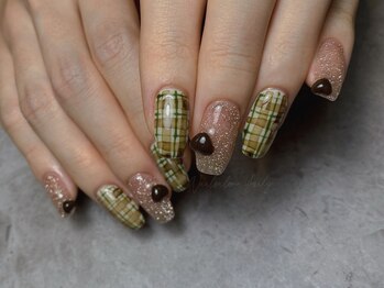 チェックネイル/ハートネイル