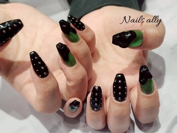 ネイルズアリー 立川店(Nails ally)/ミラーネイル×ドット×ぷっくり