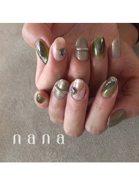 ラメ×秋っぽニュアンス