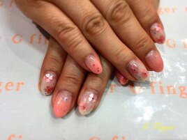 ハートホロでお花ネイル