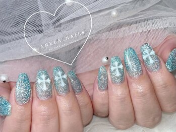 アネラ ネイルズ(Anela_nails)/ラメベース×フラッシュ×パーツ