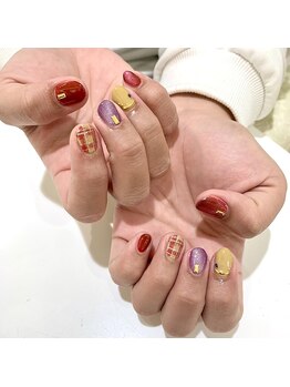 グラマラス プレジール 中野店(glamourous plaisir)/チェック×マグネットネイル