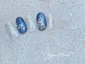 ヴィガー アンド ルックス 白金 目黒(Vigor&Looks)/ラメグラ　ネイビー　クリスマス