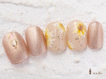 アイネイルズ 横浜WEST店(I-nails)/手描きフラワーしずく9480円