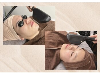 サロン エム(saron M)の写真/最新機器★施術時コラーゲンジェル使用でお肌プルプル♪光で美肌効果◎顔脱毛(新規)女性2980円 男性3980円