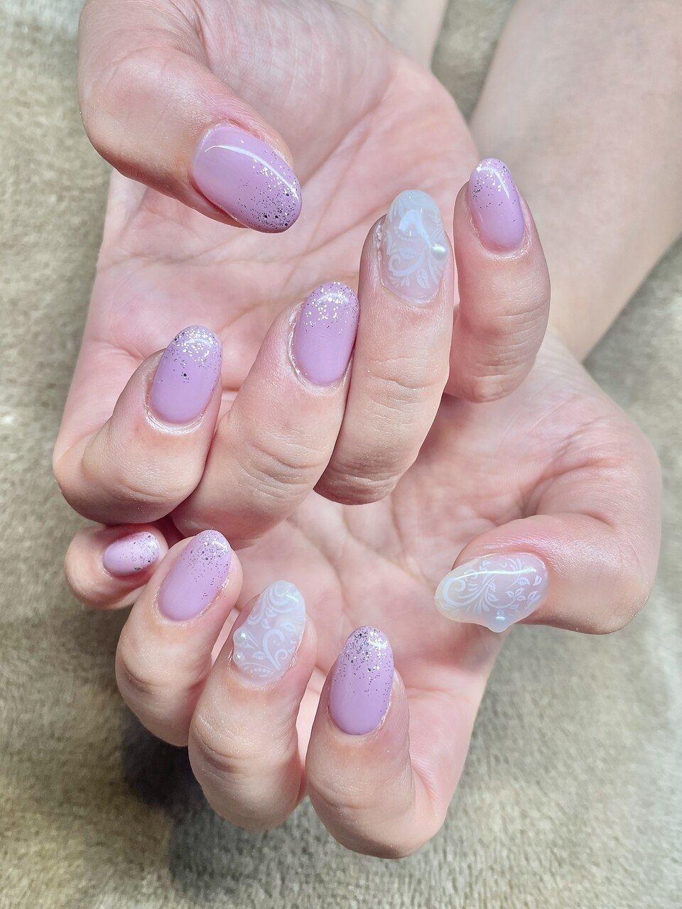 ネイルチップ　ニュアンスネイル　レースネイル　パール　ホロフラワー　夏　ちゅるん ネイルチップ ニュアンスネイル レースネイル パール ホロフラワー 夏