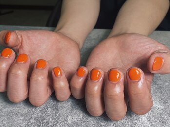 オムネイル 渋谷(HOMME NAIL)/オレンジのワンカラーネイル
