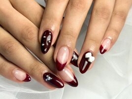 ボルドーフレンチ/リボン/ドット