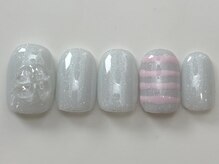 ネイルメゾン 天神店(NAIL MAISON)/ピンクボーダー¥6000