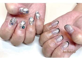 アロアロ(ALOALO)/キラキラ×ぷっくりネイル