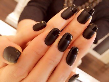 ボネール(nail ＆ eyelash Bounail)/ブラックマットフレンチ