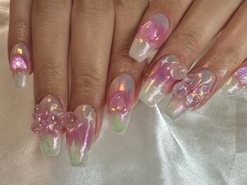 シピ ネイル(Chipi Nail)/ピンクミラー×チークネイル