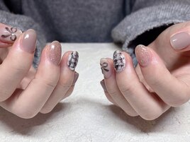 チェックとリボン