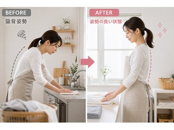 ケアスポット イーズ(care spot e's)の写真/【猫背・巻肩って10歳老けて見える！？】歪みを整えて若々しく自信のある生活を！腰痛、肩こりも同時改善
