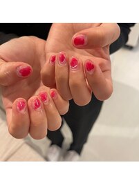 桃クリアネイル