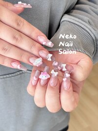 ラメグラ　長さだし　春ネイル