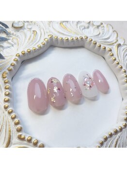 ピオニーネイル(peony nail)/押し花