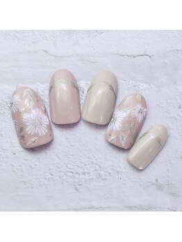 フラワー×ミラーネイル