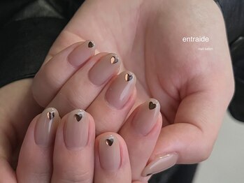 透けベージュ×メタリックハート