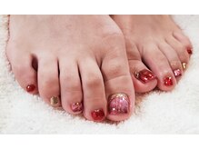 ネイルサロンブラン(nail salon BLANC)/赤マグネットネイルペディキュア