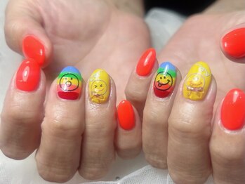 ジョアネイル(JOA Nail)/夏/スマイル/虹/オレンジ