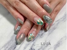 ネイルアトリエルカ(nail atelier LUCA)/W-263 シェル×大理石ネイル