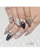 ネイルデザイン シエル(nail design CiEL)/大人気！ミラーネイルとパール