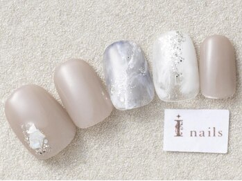 アイネイルズ 三宮店(I nails)/グレージュ大理石ネイル￥7500