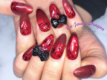 アン ジョーヌドラゴ/【自爪ネイル】赤ミラーネイル