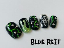 ネイルアンドまつげエクステ ブルーリーフ 四谷三丁目店(Blue Reef)/グリーンスプーキーネイル