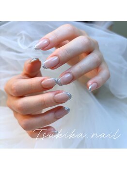 ツキカドットネイル(tsukika.nail)/【シルバーフレンチ】