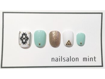 ネイルアンドアイ ミント(nail＆eye mint)/オルテガ柄フットネイル