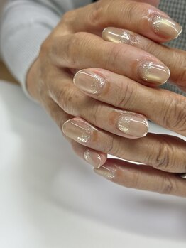 透け感ベージュマグ×ラメ