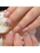 ヘアー ユニバース(HAIR UИIVERS)/ベージュ(369)グラデ+押花ネイル