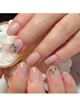 ヘアー ユニバース(HAIR UИIVERS)/ベージュ(369)グラデ+押花ネイル
