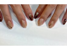 ノンブリック 楽々園店(Nomblic)/ニュアンス＋ミラーネイル