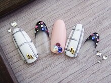 ネイルサロンフォーユー(for u)/チェック×ストーン￥７９８０