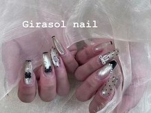 ヒラソルネイル(Girasol nail)/ワンホンネイル、ーロングネイル