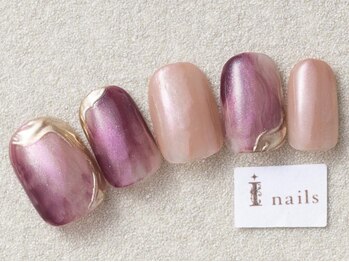 アイネイルズ 三宮店(I nails)/オーロラパウダーネイル￥7500