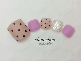 フットネイル足元可愛いドット柄
