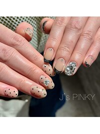 キラキラ黒フレンチ