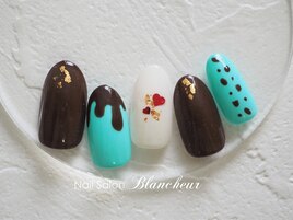 バレンタインチョコミントネイル