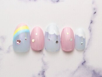 池袋ネイルサロン イイネイル(Ee-Nail)/虹色＆雲ネイル初回￥7500