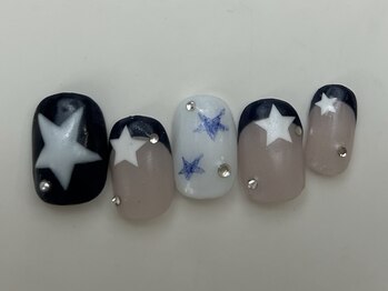 ネイルメゾン 天神店(NAIL MAISON)/ネイビーフレンチスター¥12500