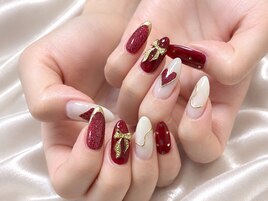 持ち込み　ボルドーハートネイル